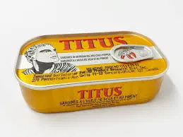 Sardine TITUS à l'huile de Soja et piments 125g